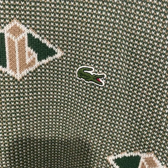 Lacoste Men's Green Geometric Crewneck Sweater - Picture 2 of 5